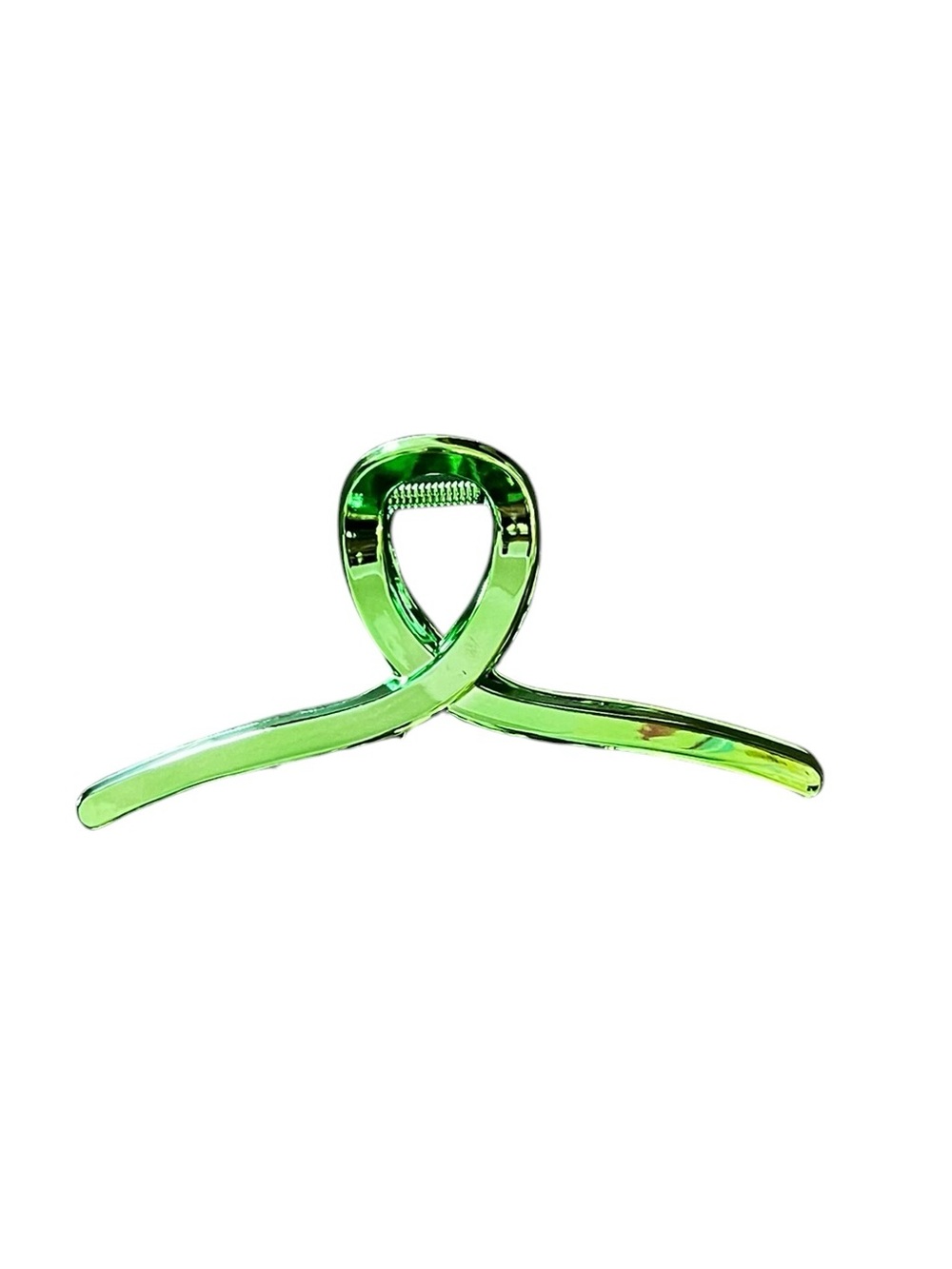 Bright Green Metallic Shiny Reflective Large 5" Top Loop Lobster Claw Hair Clip